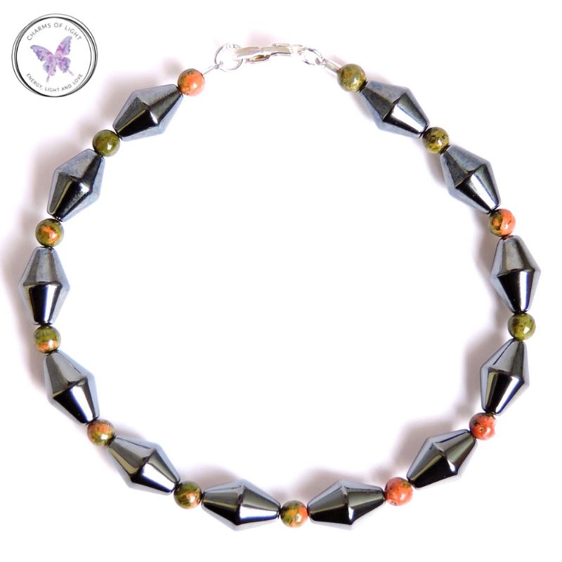 Men's Hematite & Unakite Healing Bracelet